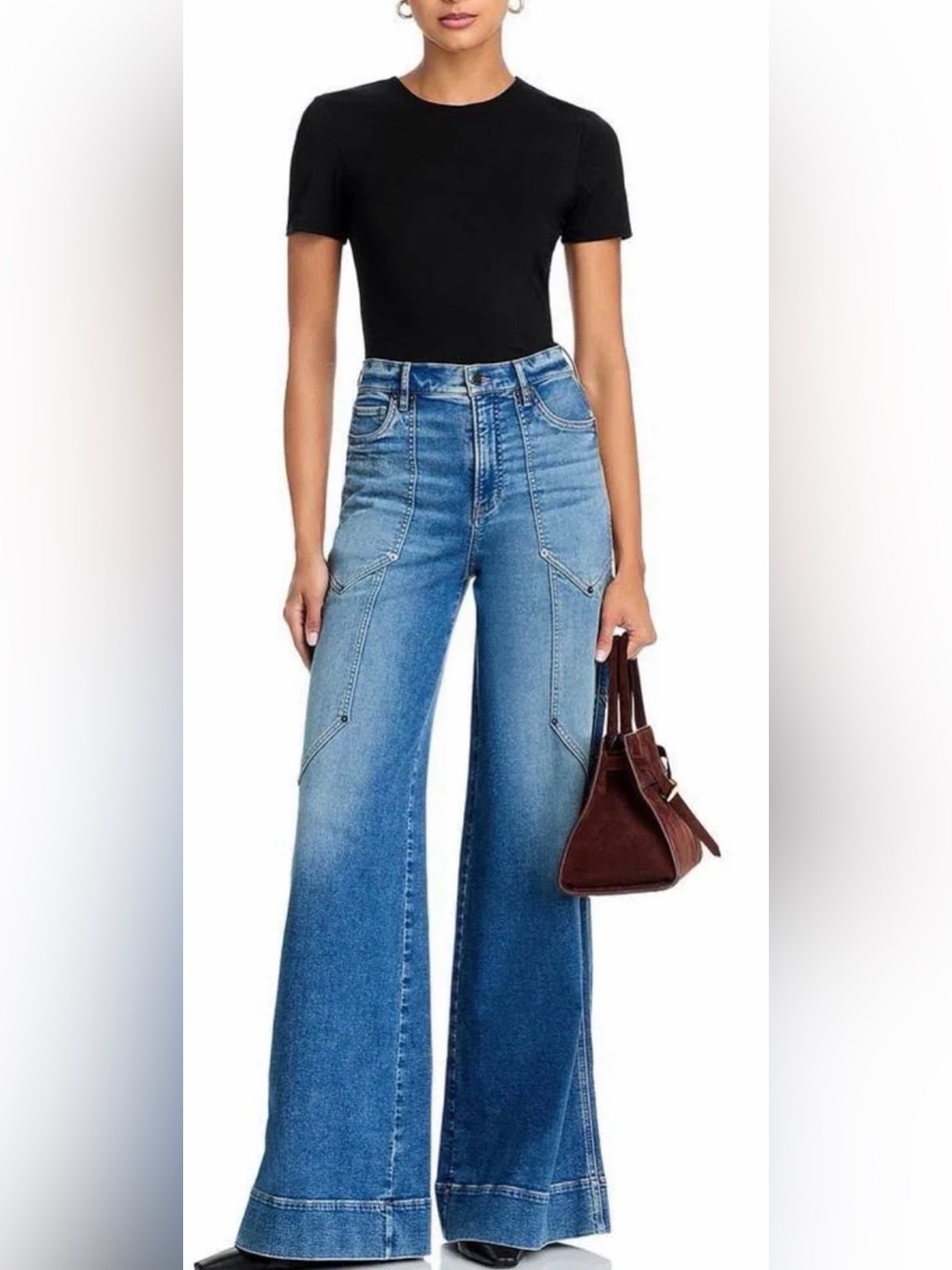 Veronica Beard Freddy High Rise Extra Wide Leg Jeans in Ripple Haze
